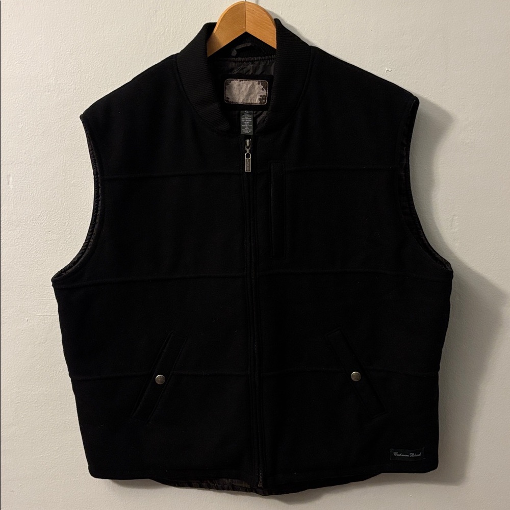 Lyle & Scott Men’s Black‎ Sleeveless Cashmere Wool Zip-Up Vest XL